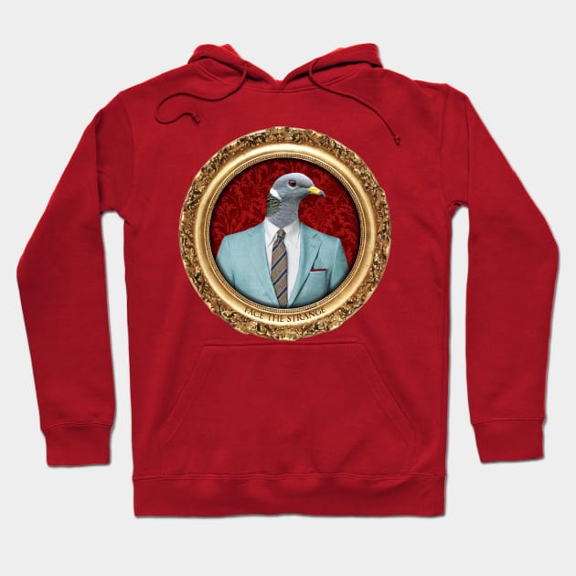 Red Pigeon Man in Vintage Frame Hoodie by FaceTheStrange
